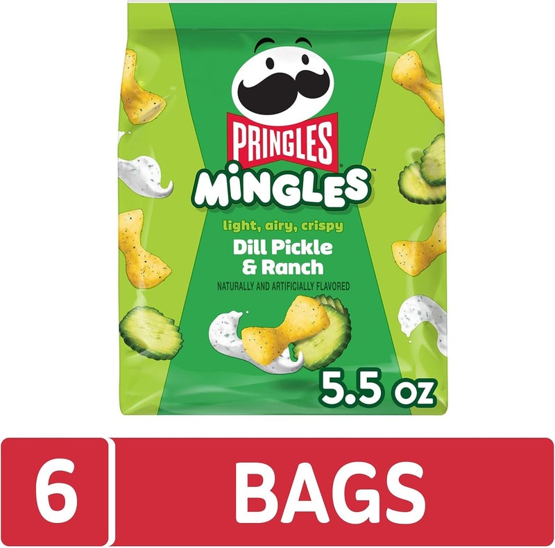Pringles Mingles Puffed Snacks, Dill Pickle & Ranch, 6 Bags - Image 4